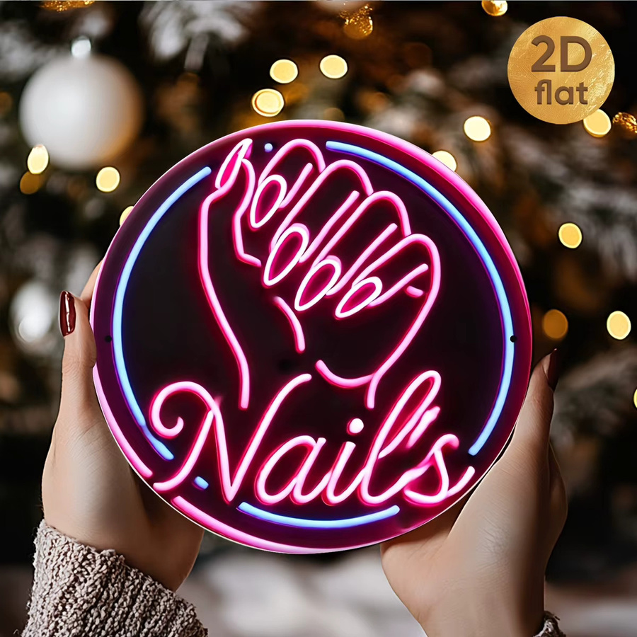 CIFBUY 2D Neon-Flugzeug Wandkunst aus Metall in Rosa-Lila - Bild 1