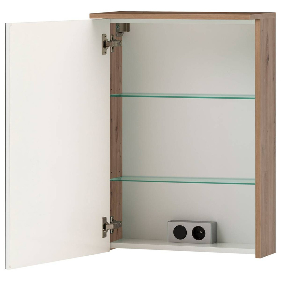 Spiegelschrank Jesper von Möbelpartner in Eiche Artisan Nachbildung, Weiß Matt, mit LED-Beleuchtung und Steckdose, B/H/T: 50,4 x 72,3 x 15,9 cm - Bild 2