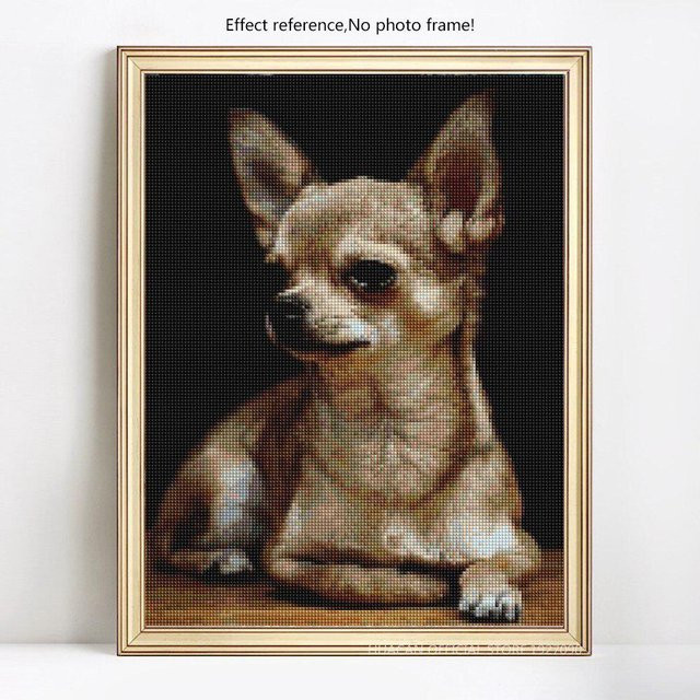 FIYO Diamant-Mosaik Hunde-Stickerei mit runden Diamanten in Schwarz und Multicolour, 20 x 30 cm - Bild 1