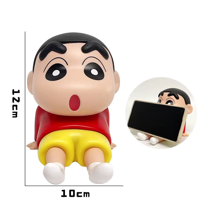 Bandai Crayon Shin-Chan Handyhalterung Kawaii Anime Desktop Ornament aus Kunststoff in Grün und Mehrfarbig - Bild 5
