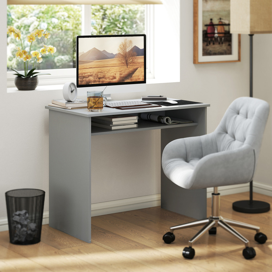 HOMCOM Computertisch in Grau mit einer Ablage, modernes Design für dein Home-Office, B/T/H: 90 x 50 x 74 cm - Bild 2