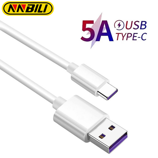 Nnbili USB Typ C Kabel für schnelles Laden mit 5A und 480Mbps Datenübertragung in Beige oder Weiß - Bild 1