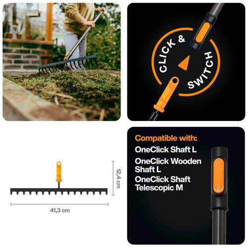 Fiskars Rechen QuikFit in Schwarz mit Stahlzinken, Breite: 41,3 cm - Bild 3