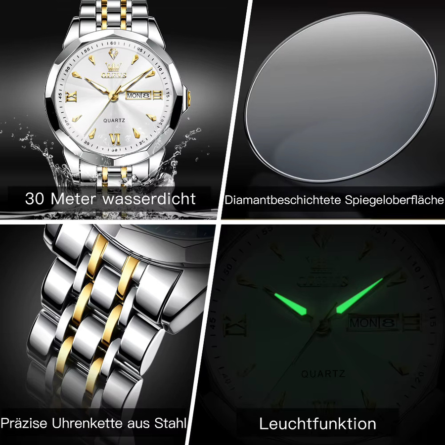 OLEVS Armbanduhr, Quarz, Edelstahl, Roségold, Herren - Bild 2