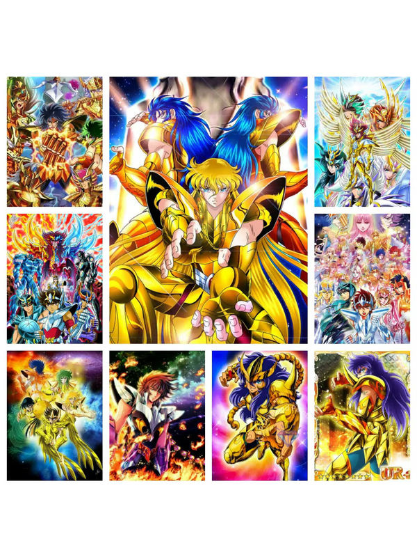 S-Saint-Seiya 5D Diamant-Malerei-Set mit runden Steinen für handgefertigte Manga-Kunst zur Heimdekoration, Breite: 30,0 cm, Höhe: 30,0 cm - Bild 2