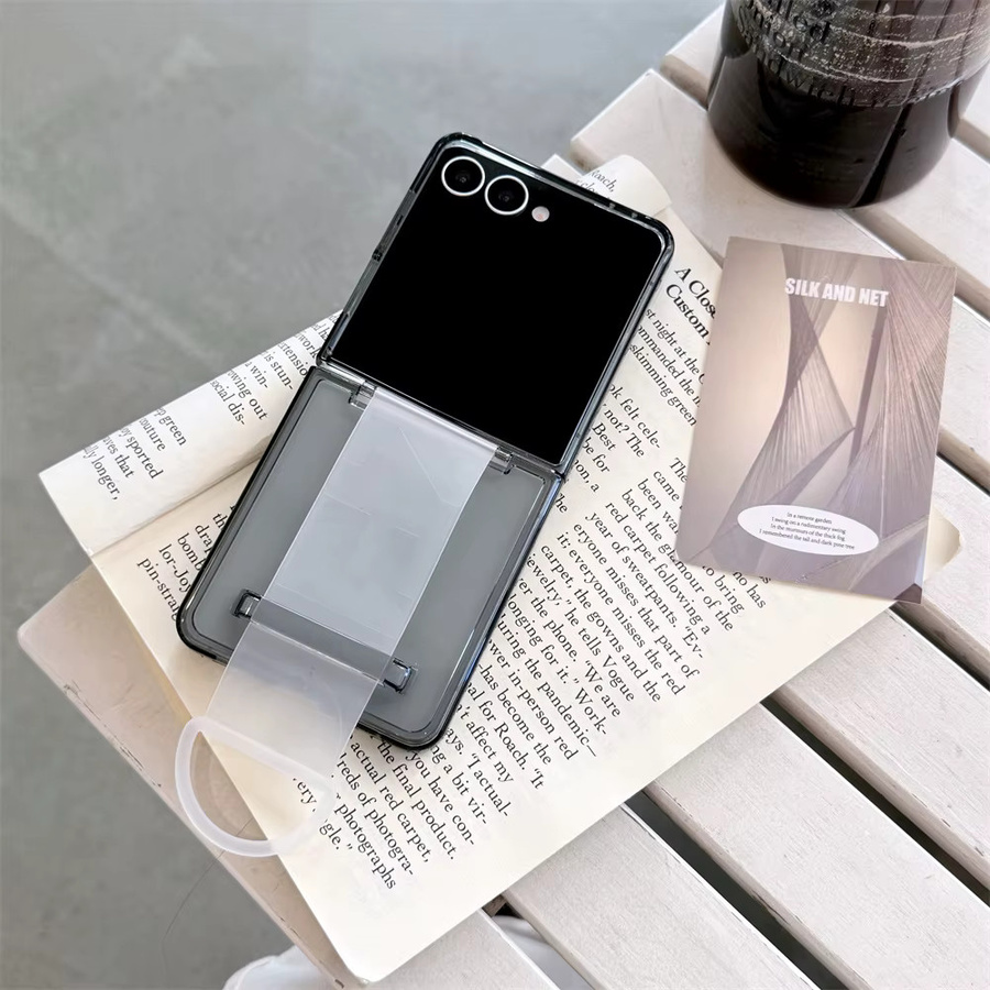 Transparente Handyhülle mit elastischem Handschlaufe für Samsung Galaxy Z Flip7, Z Flip6, Z Flip 5 und Z Flip7 FE mit schützender harter Rückseite - Bild 2