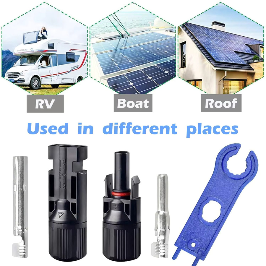 AOKIN 5 Paar Solarpanel-Anschlüsse IP67 wasserdicht, schwarze Solarkabel-Stecker Set mit 2 Schraubenschlüsseln, 1000 V, 30 A, männlich und weiblich - Bild 6