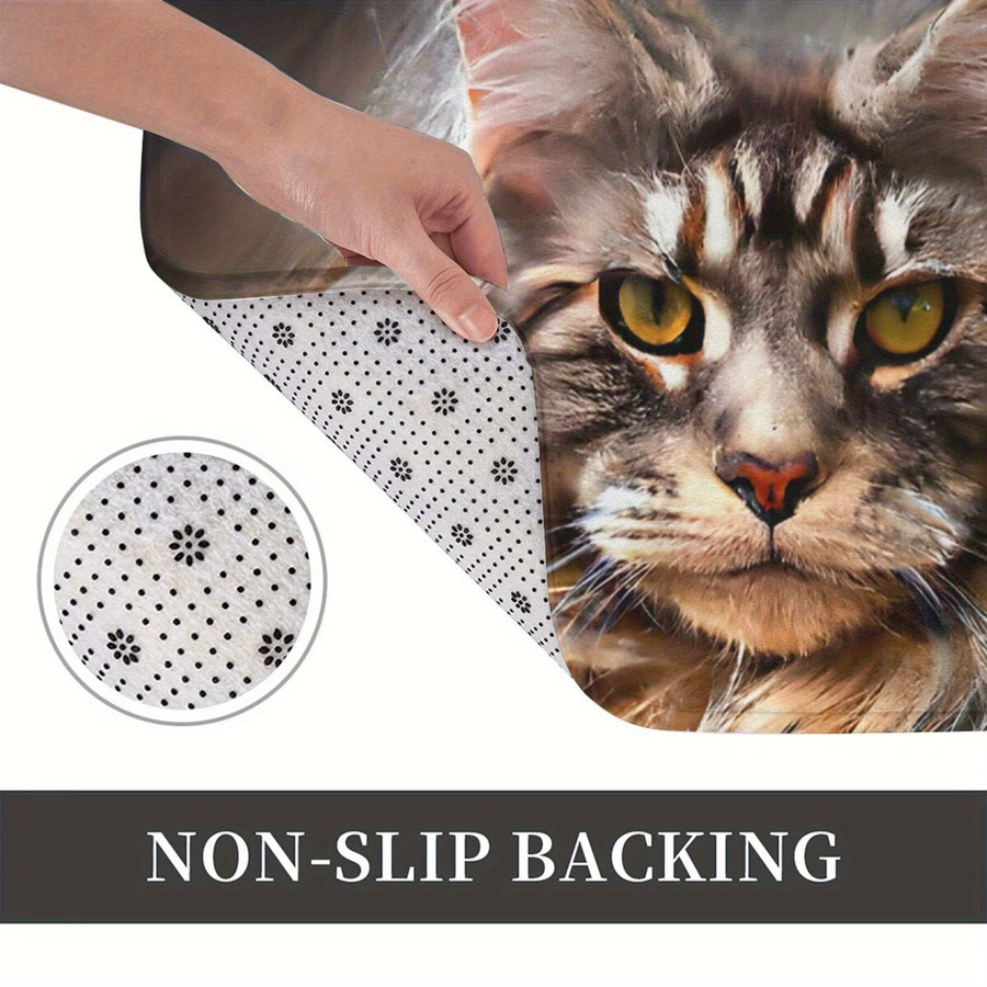 VIKAMA Maine Coon Katzenteppich im nordischen Stil, rechteckige haustierfreundliche Matte mit rutschfester Basis, mehrfarbig - Bild 5