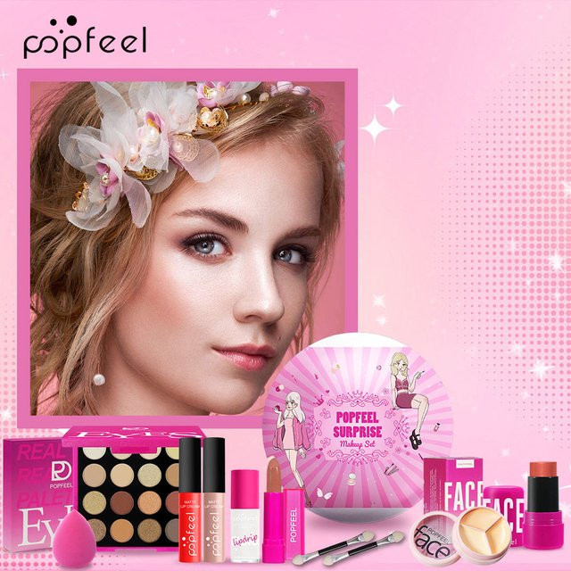 POPFEEL Make-up-Geschenkset mit Lippenstift, Lidschatten und Concealer - Bild 1