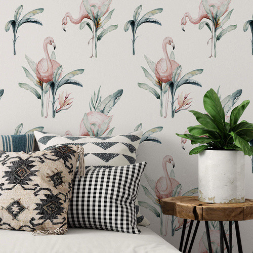 K&L Wall Art Vliestapete für Kinderzimmer mit Flamingo und Safari Vögeln, Rosa und Mehrfarbig, Matt - Bild 2