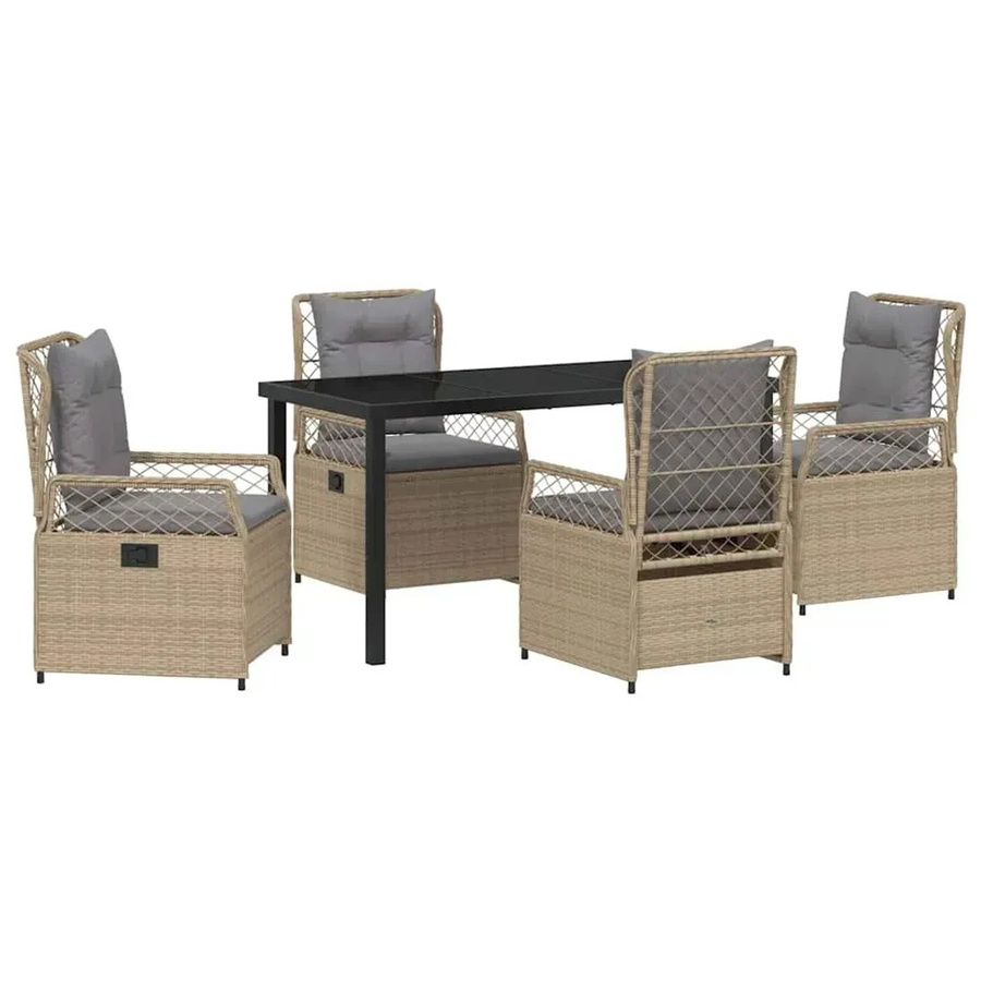 vidaXL Garten Essgruppe 5-teilig aus Poly-Rattan in Beige mit Stahlrahmen - Bild 2