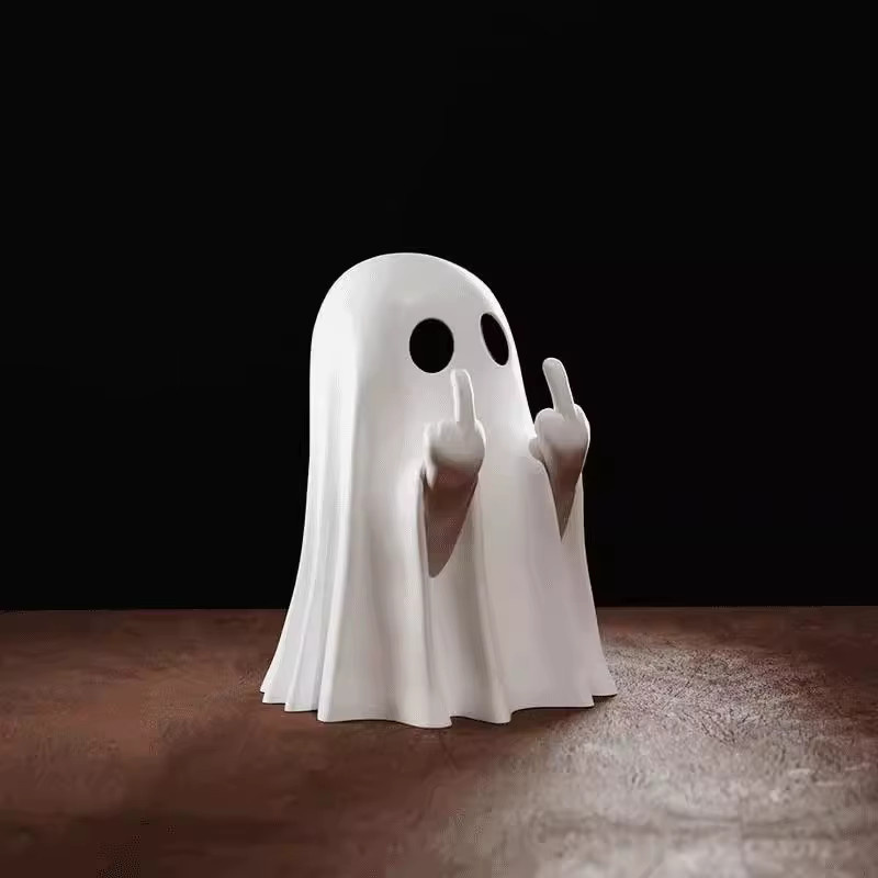 Andralyn Geisterstatue Mittelfinger Niedrige Gruselige Halloween Dekoration Weiß - Bild 4
