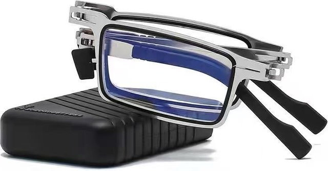 Lesebrille Rechteckig, Metall, Silber, Herren, Vollrand - Bild 1