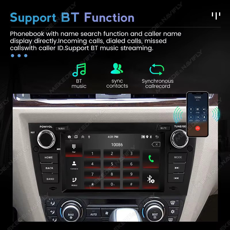 STRONGNAVI Multimedia Display mit Android 15, kabelloses CarPlay und Android Auto, GPS Navigation und Bluetooth, Schwarz, passend für BMW E90 E91 E92 E93 (2006-2012) - Bild 4