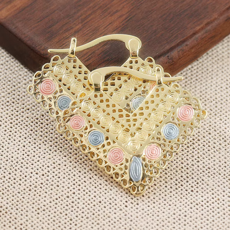 YoYo Hohlohrringe, Herzform, Messing, Gold, Damen - Bild 1