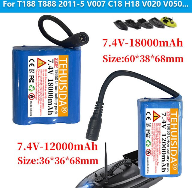 TEHUISIDA Lithium-Ionen-Angelköder-Bootsbatterie 7,4 V, 12 Ah, Blau - Bild 1