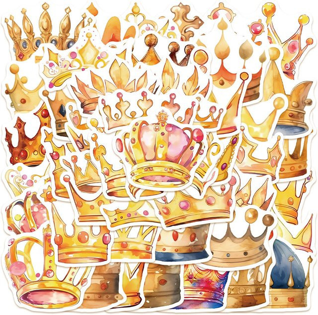 50-teiliges Set Crown selbstklebende Aufkleber in Multicolour für Gepäck, Gitarre, Notebook und iPad - Bild 1