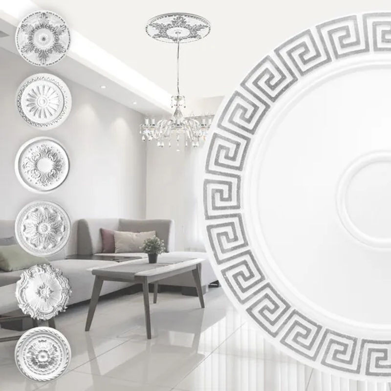 Marbet Design Stuckrosette R-30 aus EPS Styropor in Silber, runde Deckenrosette für dein Wohnzimmer mit Durchmesser: 60 cm - Bild 1