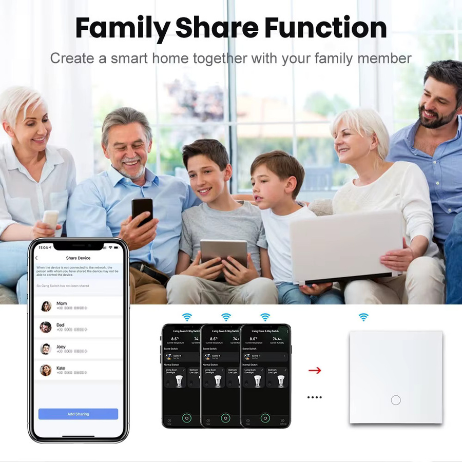 RKHK Smart Wifi Touch Lichtschalter mit Temperatur- und Feuchtigkeitssensor, Tuya Steuerung für Google Assistant und Amazon Alexa, Weiß - Bild 5