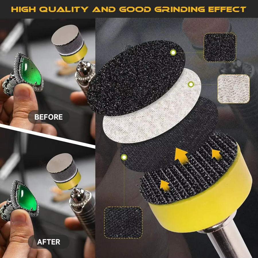VIBRATITE Nass-Trocken-Schleifscheiben Set mit Stützteller und Schnittstellenpad, Durchmesser: 25 mm, Körnung: 60–10000, Schaft: 1/8 Zoll oder 1/4 Zoll - Bild 5
