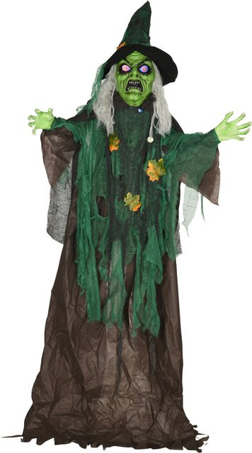 HOMCOM Halloween-Hexe Dekofigur mit LED-Leuchte und Soundfunktion, Höhe: 183 cm, Farbe: Multicolour - Bild 1