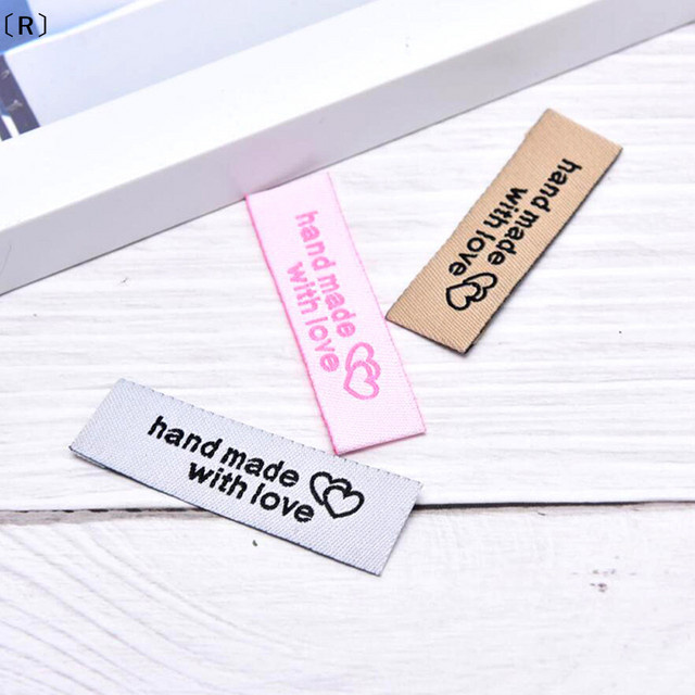 ómR Parque 50 Stück handgefertigte Stoffetiketten als DIY-Nähzubehör in Beige und Multicolour - Bild 1