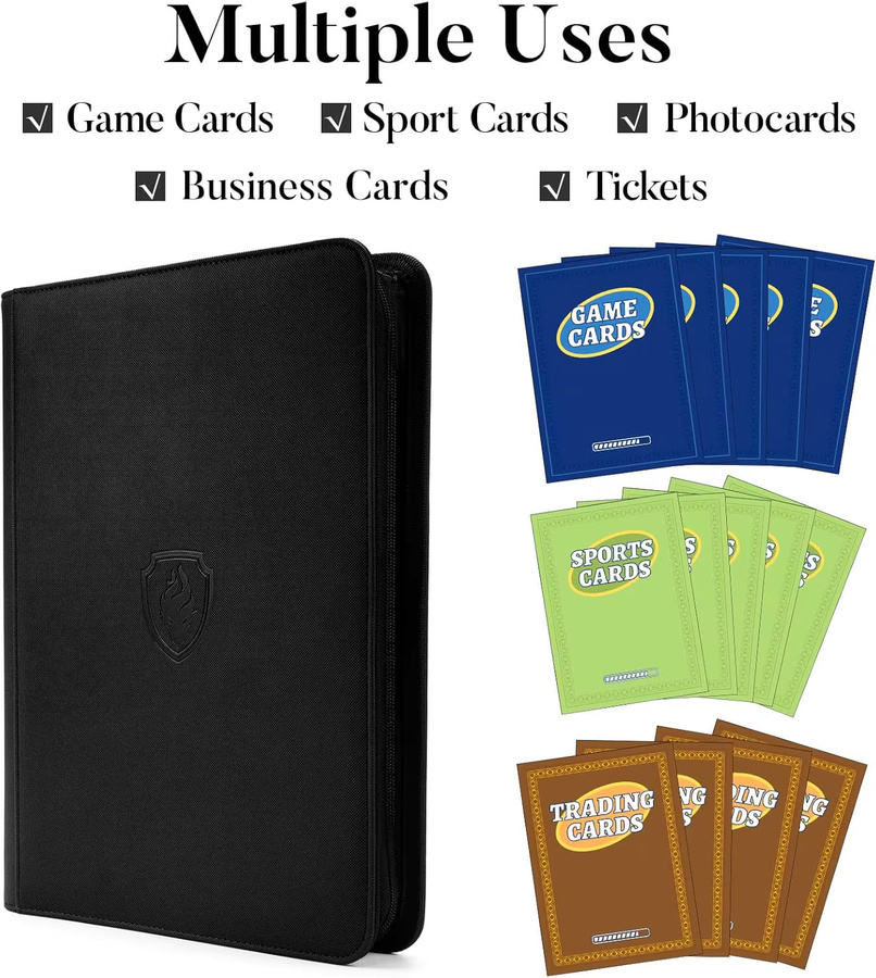 Sammelkartenordner mit 360 Taschen und Reißverschluss für Spielkarten und Sportkarten, Schwarz oder Pink - Bild 3