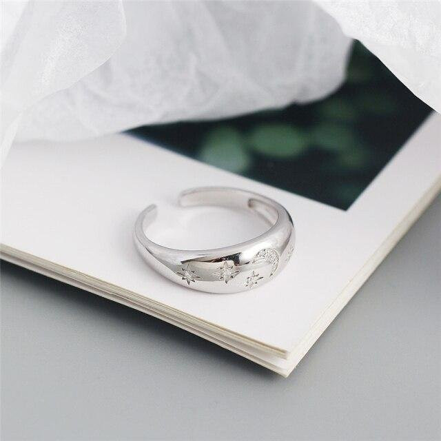 Ring Sterling Silber, Kristallmond- und Stern-offene Ringe, Damen - Bild 1