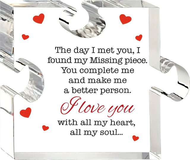CIFBUY Acryl-Puzzleteil Ich Liebe Dich Schild in Transparent und Grau als romantisches Geschenk und moderne Tischdekoration - Bild 1
