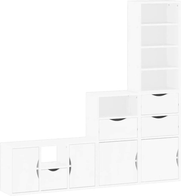 vidaXL ODDA Wohnwand 4-teilig aus Massivholz Kiefer in Weiß - Bild 1