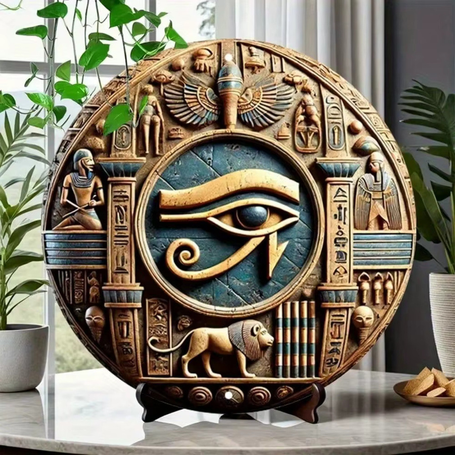 HELLOYOUNG Auge des Horus Wandskulptur aus Metall in Gold, orientalisches Dekor, B/H: 20 x 20 cm - Bild 3