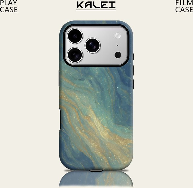 Potdemiel Navy Gilded Wave Magnetische Handyhülle für iPhone 17 16 15 14 13 Pro Max Plus Double-Layer Tough Case in Blau - Bild 1