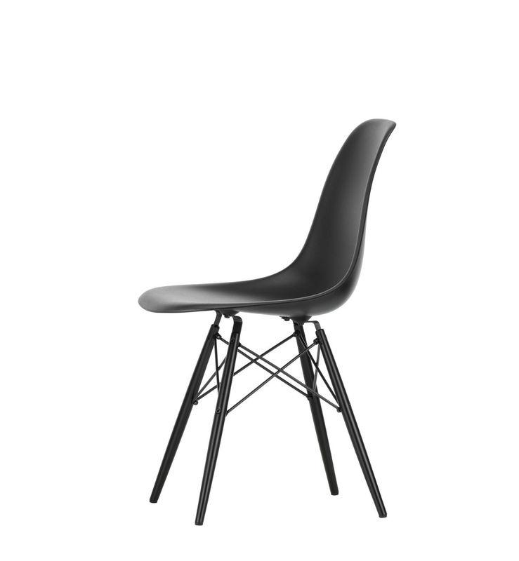 Vitra DSW Eames Plastic Side Chair in Schwarz mit Holzgestell und mattem Kunststoff - Bild 3