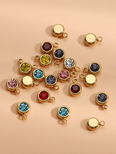 Ailimi Charms Anhänger, Edelstahl, Kristall, Gold, Unisex, 6 mm - Bild 1