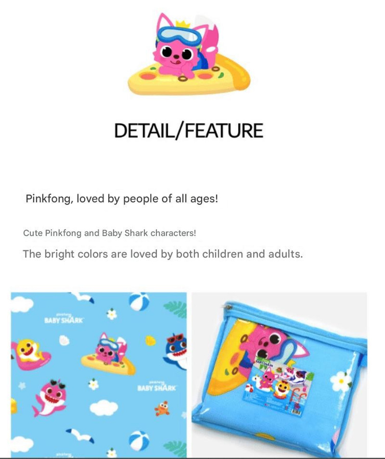 Pinkfong Baby Shark Picknickdecke für Kinder, 2er-Set, Multicolour, B/T: 90 x 80 cm - Bild 2