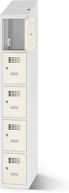 rotstahl Fächerschrank mit Ladefunktion und 5 Fächern in Weiß, B: 40 cm, H: 200 cm - Bild 1
