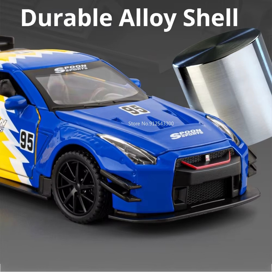 RMZ city GTR R35 Modellauto, 1:32 Maßstab, mit Sound und Licht, Rückziehfunktion, Öffnende Türen - Bild 3