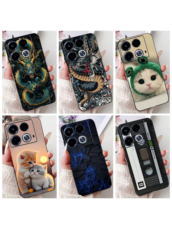 Silikon Handyhülle im Cartoon-Stil für Infinix Note 40, 40S 4G X6853, Note 40 Pro 4G/5G und Note 40 Pro Plus, weiche Matte Rückseite, Multicolor - Bild 3