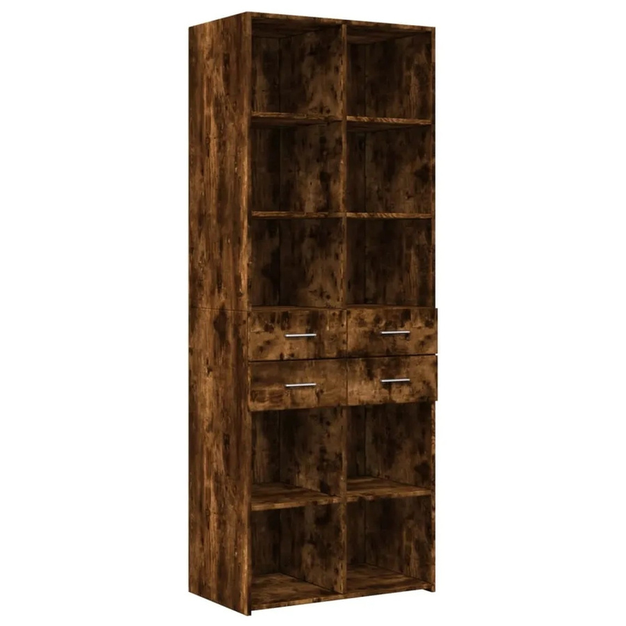 vidaXL Highboard Räuchereiche Modern, Farbe Braun, B/T/H: 70 x 42,5 x 185 cm - Bild 2