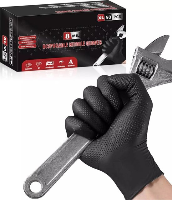 YUMARCH Nitril-Einweghandschuhe in Schwarz mit Diamantstruktur, 8Mil Hochleistungs-Handschuhe, latexfrei - Bild 1