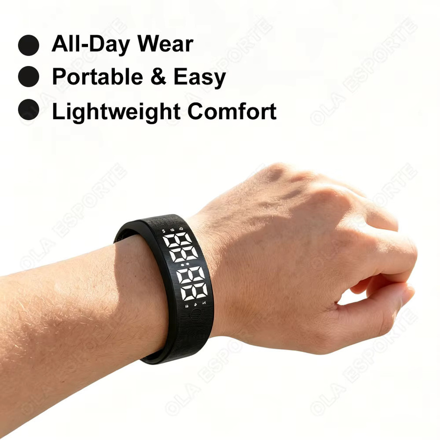 YeasMaie HW12 Smartwatch Wasserdichtes Smartband mit LED Digitalanzeige und Vibrationsalarm in Schwarz für Unisex - Bild 3