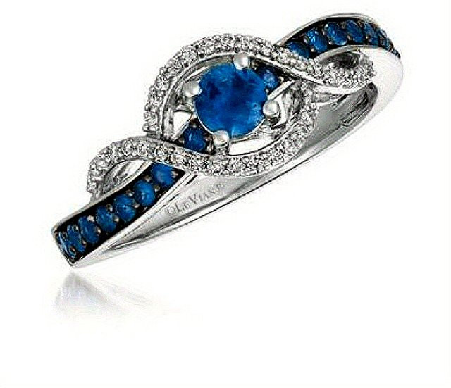 YoYo Ehering, blauer synthetischer Zirkonia, Damen - Bild 1