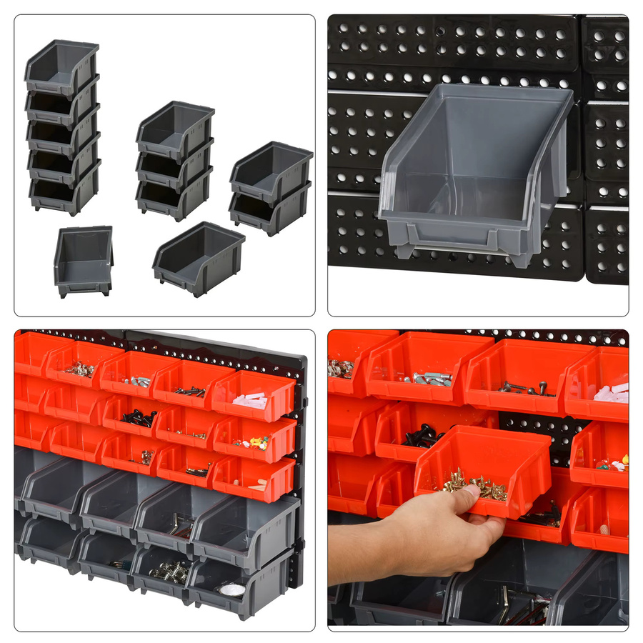 Mehrzweck-Teileorganizer mit 30 Schubladen für Schrauben und Kleinteile, Wandmontage, Farbe: Grün, B/T/H: 37,5 x 63,0 x 18,0 cm - Bild 3