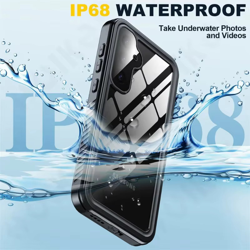 Wasserdichte und stoßfeste Schutzhülle für Samsung Galaxy S26 S25 S24 S23 S22 S21 Ultra A54 5G mit IP68 Zertifizierung für Unterwasseraufnahmen in Schwarz - Bild 2