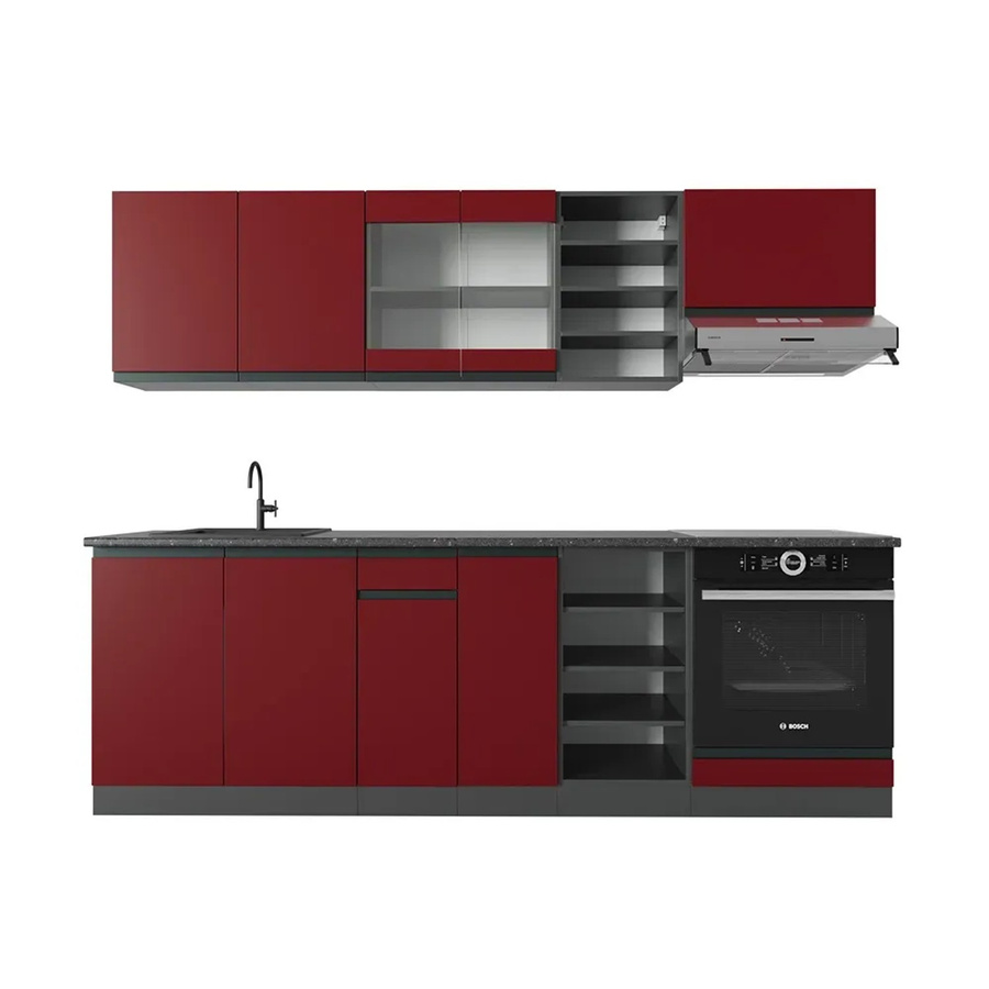 Vicco R-Line Küchenzeile modern in Rot und Anthrazit, Breite: 240 cm - Bild 2