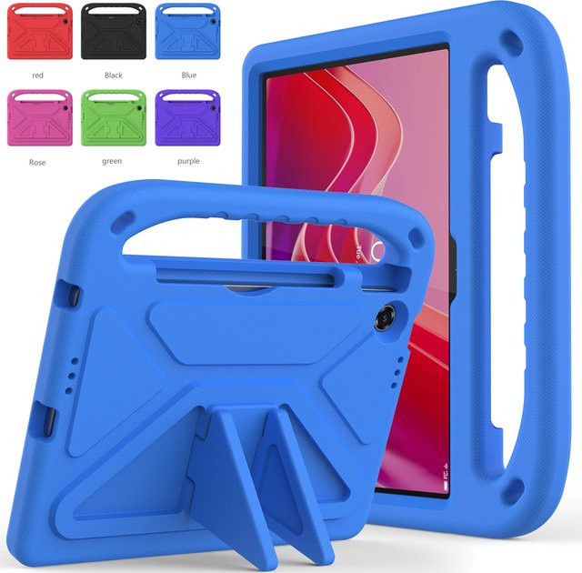 Stoßfeste Kinder Hülle für Lenovo Tab 2025 TB-311FU K10 2. mit Cartoon Motiv und EVA Griff in Blau - Bild 1