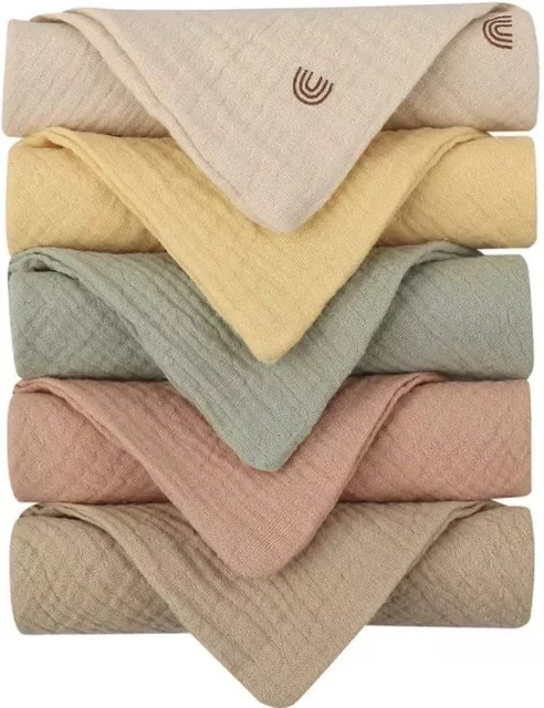 5er Set Baby Handtücher aus weicher Baumwoll-Gaze in Multicolour für Neugeborene und Säuglinge - Bild 1