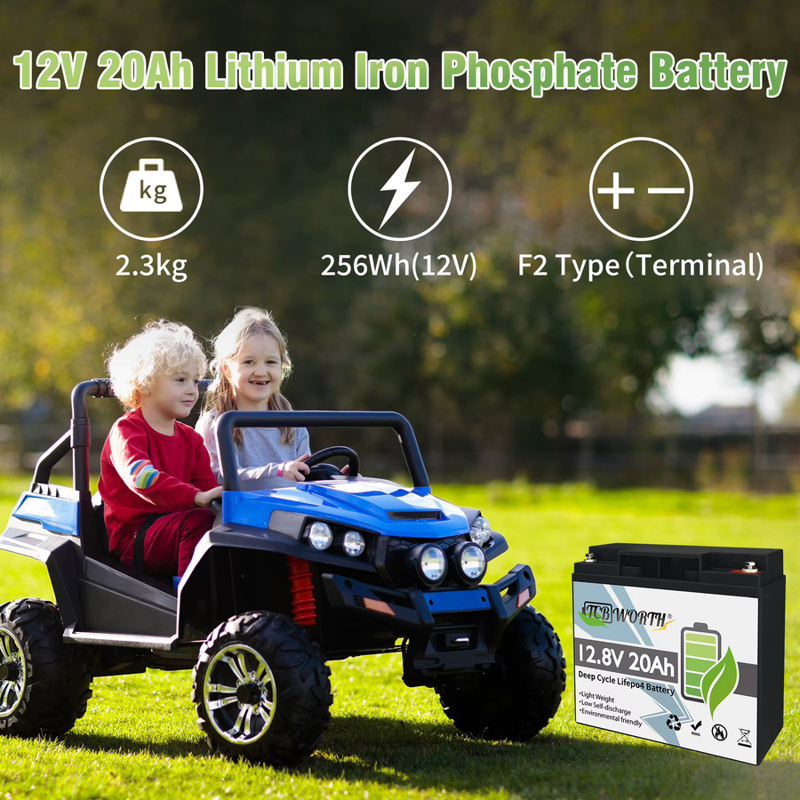 TCBWORTH LiFePO4 Batterie 12V wiederaufladbare Lithium-Eisenphosphat Batterie in Schwarz für Sicherheitskameras und Fischfinder - Bild 4