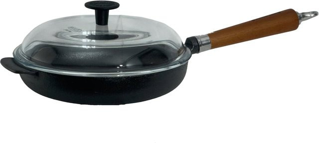 Maestro Bratpfanne aus Gusseisen mit Glasdeckel, Ø 25 cm, Schwarz und Braun - Bild 1