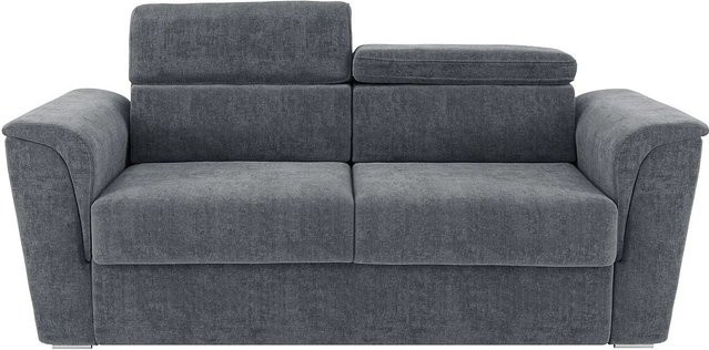Vente-unique Schlafsofa Rizora in Anthrazitgrau mit verstellbarer Kopfstütze und Stoffbezug, Breite: 230 cm - Bild 1